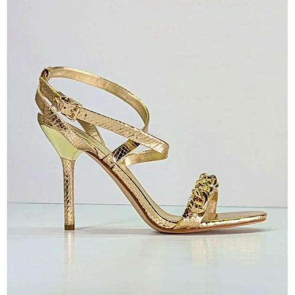 Michael Kors Asha Embellished Snake Embossed Leather Sandal Size 9.5 (MSRP $225) - Picture 3 of 12